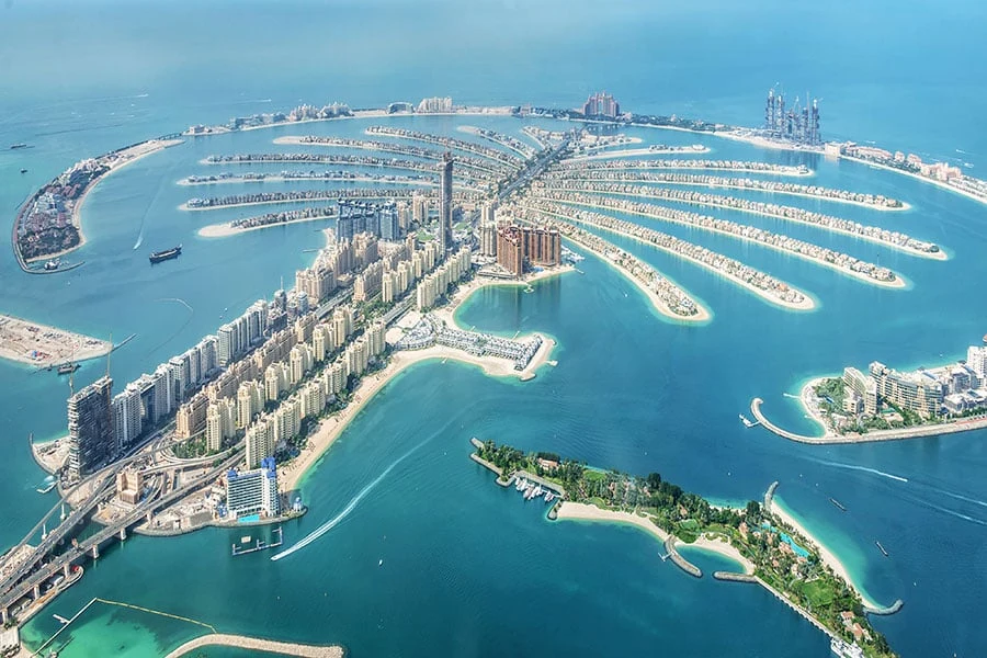 Palm Jumeirah i Dubai sett fra luften